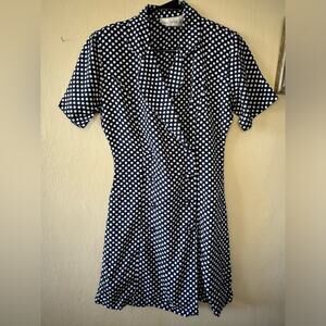 1990s vintage navy and white suit dress